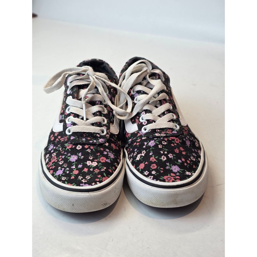 Vans Women's Sneakers Size 7.5 Black Red Purple Floral Casual Skate Shoes - Picture 6 of 10
